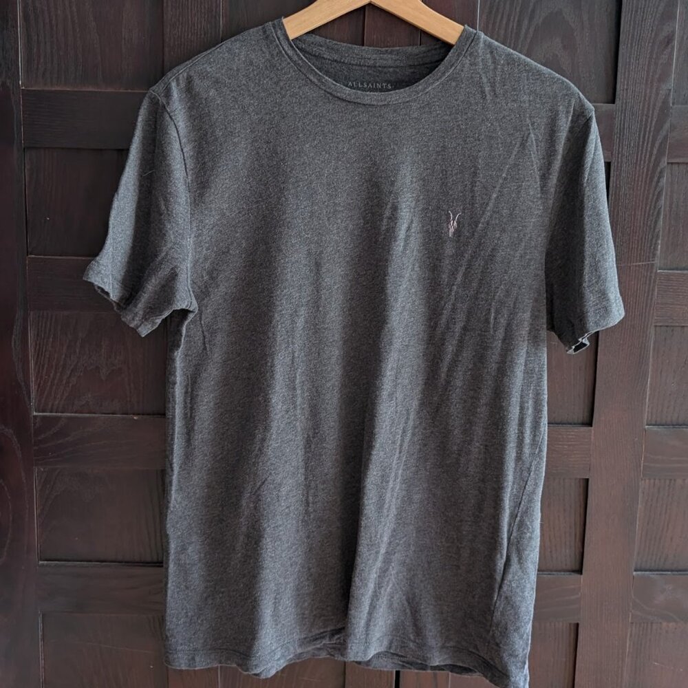 AllSaints Mens Gray Crew Neck Short Sleeve Regular Fit T-Shirt Tee Top M